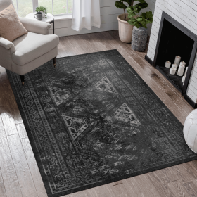 Area Rug 5x8, Washable Rug, Low-Pile, Non-Slip, Non-Shedding, Foldable, Kid & Pet Friendly - Area Rugs for living room, bedroom, kitchen