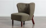 Accent Chair, Upholstered Armless Chair Lambskin Sherpa Single Sofa Chair with Wooden Legs