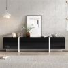 White & Black Contemporary Rectangle Design TV Stand, Unique Style TV Console Table for TVs Up to 80''