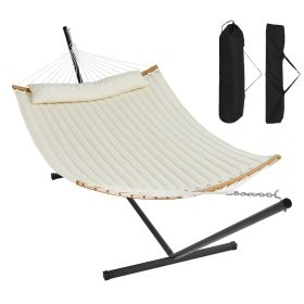 VEVOR Double Quilted Fabric Hammock Two Person Hammock with Stand 480lb Capacity