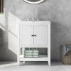 [VIDEO] 24" White Modern Sleek Bathroom Vanity Elegant Ceramic Sink with Solid Wood Frame Open Style Shelf