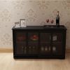 Kitchen Storage Stand Cupboard With Glass Door-Black