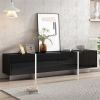 White & Black Contemporary Rectangle Design TV Stand, Unique Style TV Console Table for TVs Up to 80''