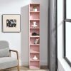 8-Tier Media Tower Rack, CD DVD Slim Storage Cabinet with Adjustable Shelves, Tall Narrow Bookcase Display Bookshelf for Home Office