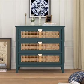 3 Drawer Cabinet,Natural rattan,American Furniture,Suitable for bedroom, living room, study