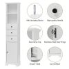 White Tall Bathroom Cabinet, Freestanding Storage Cabinet with 3 Drawers and Adjustable Shelf, MDF Board with Painted Finish