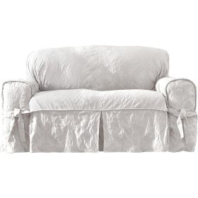 Damask Furniture Cover Loveseat - Box Cushion Adjustable Elastic Sofa Covers White Freight Free Slipcovers