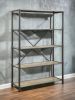 Antique Oak and Sandy Grey 5-Shelf Bookshelf