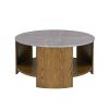 Round Mixed Material Coffee Table with Shelf