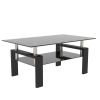 Rectangle Black Glass Coffee Table, Clear Coffee Table,Modern Side Center Tables for Living Room,Living Room Furniture