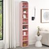 8-Tier Media Tower Rack, CD DVD Slim Storage Cabinet with Adjustable Shelves, Tall Narrow Bookcase Display Bookshelf for Home Office