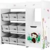 Kids Bookshelf, Toy Storage Organizer with Bookcase, Children's Toy Shelf with 9 Bins for Children's Room, Playroom, Hallway,