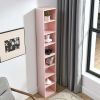 8-Tier Media Tower Rack, CD DVD Slim Storage Cabinet with Adjustable Shelves, Tall Narrow Bookcase Display Bookshelf for Home Office