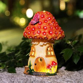 Solar Mushroom Lights Cute Resin Mushroom House Fairy Lights Garden Decoration Resin Crafts Outdoor Yard Patio Lawn Decor