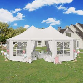 26'x19' Party Tent, White Wedding Tent, Decagonal Heavy Duty Canopy , Outdoor Gazebo Pavilion Tent for Party, Wedding, Event