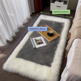 1pc, Soft and Fluffy Sheepskin Rug for Bedroom and Living Room - Non-Slip and Machine Washable Carpet for Dormitory and Room Decor (Color: Light White+Grey, size: 23.62*62.99inch)