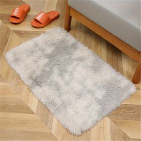 1pc, Tie-Dyed Plush Shag Furry Area Rug for Bedroom, Living Room, Nursery, and Kids Room - Ultra Soft and Fluffy, Washable, Non-Shedding (Color: Tie-dye Light Gray, size: 23.62*35.43inch)