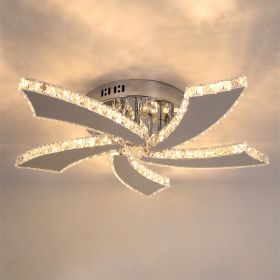 Modern Chandelier Ceiling Fan With Led Lamp Smart Remote Control Crystal Dining Room Fixtures Pendant Hanging Light Porch Lustre (Lampshade Color: warm light)