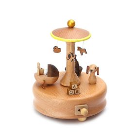 Carousel Music Box Wooden Christmas Ornament Rotary Train Musical Box Home Decoration Accessories For Birthday Gifts Valentine' (Color: doll bed)