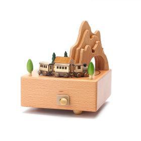 Carousel Music Box Wooden Christmas Ornament Rotary Train Musical Box Home Decoration Accessories For Birthday Gifts Valentine' (Color: Small train)