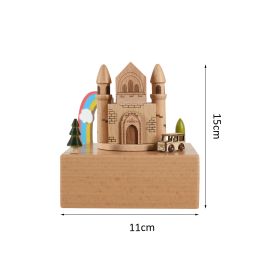 Carousel Music Box Wooden Christmas Ornament Rotary Train Musical Box Home Decoration Accessories For Birthday Gifts Valentine' (Color: rainbow castle)