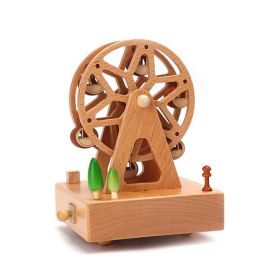 Carousel Music Box Wooden Christmas Ornament Rotary Train Musical Box Home Decoration Accessories For Birthday Gifts Valentine' (Color: Square Ferris wheel)