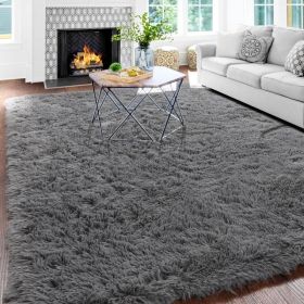 Grass Green Area Rug for Bedroom,4'X6',Fluffy Shag for Living Room,Furry Carpet for Kids Room,Shaggy Throw Rug for Nursery (Color: grey, size: 6x9 Feet)