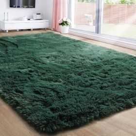 Grass Green Area Rug for Bedroom,4'X6',Fluffy Shag for Living Room,Furry Carpet for Kids Room,Shaggy Throw Rug for Nursery (Color: Deep Green, size: 5x8 Feet)