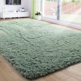 Grass Green Area Rug for Bedroom,4'X6',Fluffy Shag for Living Room,Furry Carpet for Kids Room,Shaggy Throw Rug for Nursery (Color: Sage Green, size: 8x10 Feet)