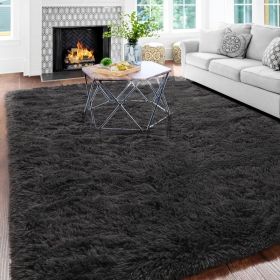 Grass Green Area Rug for Bedroom,4'X6',Fluffy Shag for Living Room,Furry Carpet for Kids Room,Shaggy Throw Rug for Nursery (Color: Dark Grey, size: 6x9 Feet)