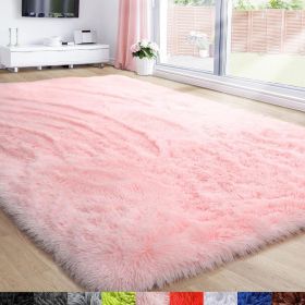 Grass Green Area Rug for Bedroom,4'X6',Fluffy Shag for Living Room,Furry Carpet for Kids Room,Shaggy Throw Rug for Nursery (Color: Pink, size: 6x9 Feet)