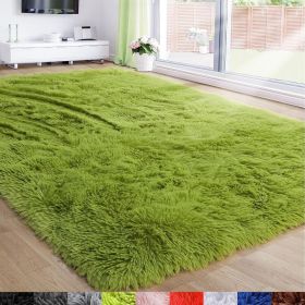 Grass Green Area Rug for Bedroom,4'X6',Fluffy Shag for Living Room,Furry Carpet for Kids Room,Shaggy Throw Rug for Nursery (Color: Grass Green, size: 5x7 Feet)