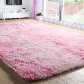 Grass Green Area Rug for Bedroom,4'X6',Fluffy Shag for Living Room,Furry Carpet for Kids Room,Shaggy Throw Rug for Nursery (Color: Tie Dye Pink, size: 8x10 Feet)