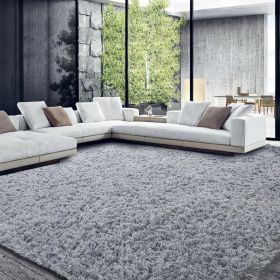 Shaggy Area Rug 9x12 Feet, Ultra Fuzzy Large Plush Faux Fur Carpet for Living Room Bedroom, Non-Skid Fuzzy Rug (Color: Light Grey, size: 9x12 Ft)