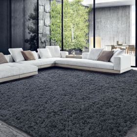 Shaggy Area Rug 9x12 Feet, Ultra Fuzzy Large Plush Faux Fur Carpet for Living Room Bedroom, Non-Skid Fuzzy Rug (Color: Dark Grey, size: 9x12 Ft)