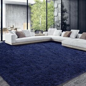 Shaggy Area Rug 9x12 Feet, Ultra Fuzzy Large Plush Faux Fur Carpet for Living Room Bedroom, Non-Skid Fuzzy Rug (Color: Navy Blue, size: 9x12 Ft)