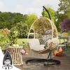 Hanging Egg Chair, Oversized Wicker Swing Chair with 8" Thick Seat Cushion & Dust Cover, for Outdoor Patio Garden Backyard