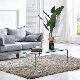 Glass Coffee Table, Clear Coffee Table, Small Modern table for Living Room,Match Well with Rug, Coffee Table (Color: 39.4x19.7x13.8)