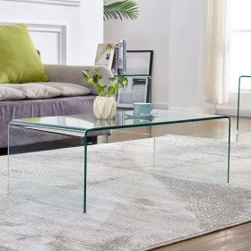 Glass Coffee Table, Clear Coffee Table, Small Modern table for Living Room,Match Well with Rug, Coffee Table (Color: 43.3x19.7x13.8)