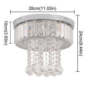 Modern Crystal Chandelier Ceiling Lamp Chrome Flush Mount Light Luminarias Dining Room Plafon Led HangingLamparas Lamps For Room (Emitting Color: changeable, Lampshade Color: dia28cm)