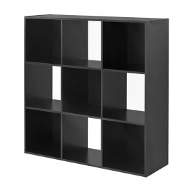 9-Cube Storage Organizer Free Shipping Useful Things for Home Gadgets Shelves for Wall Room Shelf Display Stand Book Holder Desk (Color: Black)