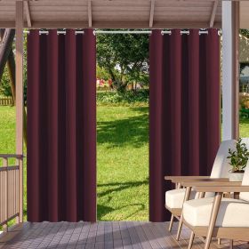 2pack Indoor Outdoor Curtains Waterproof Thermal Insulated Curtains Sliding Tab Top Outside Blackout Patio Curtains for Porch (Color: Wine, size: W52xH94in-132x238cm)