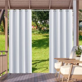 2pack Indoor Outdoor Curtains Waterproof Thermal Insulated Curtains Sliding Tab Top Outside Blackout Patio Curtains for Porch (Color: Silver white, size: W52xH108in-132x275cm)