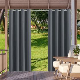 2pack Indoor Outdoor Curtains Waterproof Thermal Insulated Curtains Sliding Tab Top Outside Blackout Patio Curtains for Porch (Color: Dark Gray, size: W52xH84in-132x213cm)