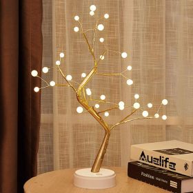 LED Copper Wire Tree Shape Night with Touch Switch Decoration USB / Battery Operated Led Table Lamp Table Light Decoration D30 (Emitting Color: Pearl Bead Tree)