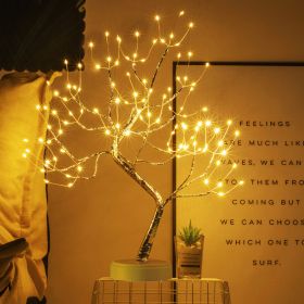 LED Copper Wire Tree Shape Night with Touch Switch Decoration USB / Battery Operated Led Table Lamp Table Light Decoration D30 (Emitting Color: Warm White Tree)