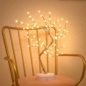 LED Copper Wire Tree Shape Night with Touch Switch Decoration USB / Battery Operated Led Table Lamp Table Light Decoration D30 (Emitting Color: Warm White Star Tree)