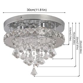 Modern Crystal Chandelier Ceiling Lamp Chrome Flush Mount Light Luminarias Dining Room Plafon Led HangingLamparas Lamps For Room (Emitting Color: Cold White, Lampshade Color: dia 30cm B)