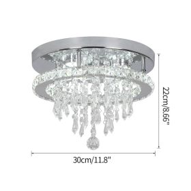 Modern Crystal Chandelier Ceiling Lamp Chrome Flush Mount Light Luminarias Dining Room Plafon Led HangingLamparas Lamps For Room (Emitting Color: Warm White, Lampshade Color: dia30cm A)