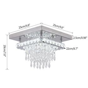 Modern Crystal Chandelier Ceiling Lamp Chrome Flush Mount Light Luminarias Dining Room Plafon Led HangingLamparas Lamps For Room (Emitting Color: dimming with remote, Lampshade Color: dia25cm)